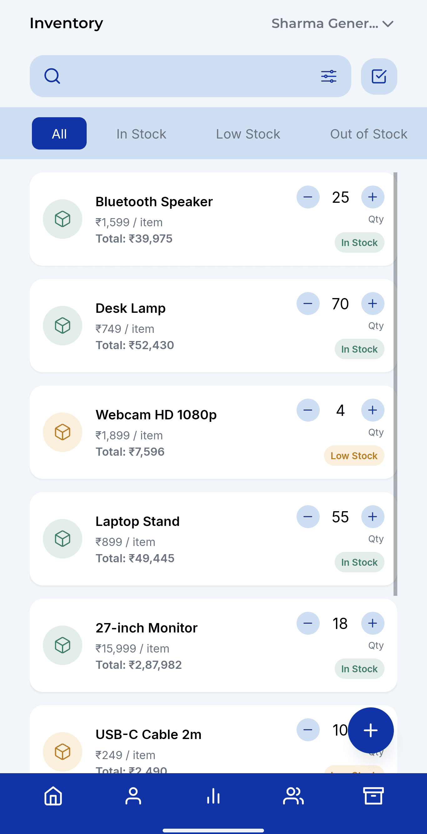 Inventory list in ManageU